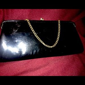 SALE 3/$18 - 
Vintage Black Patent Clutch Purse